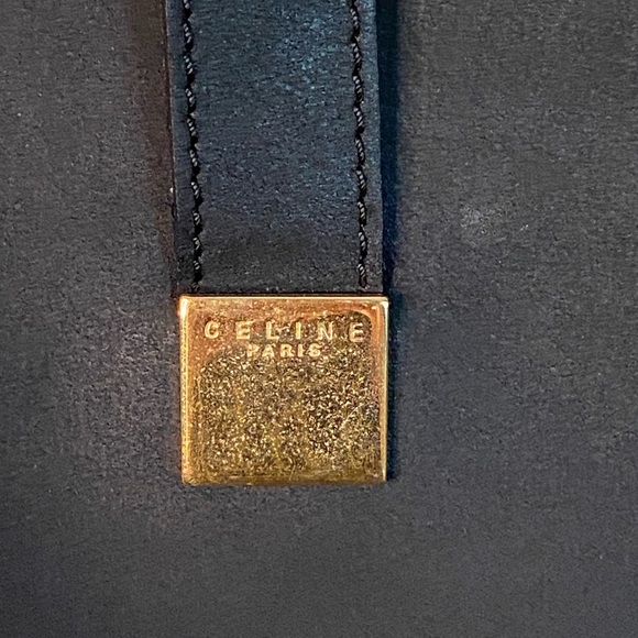 CELINE Paris Black Tote Shoulder Bag with Gold Plates Classic Authenticated - Picture 2 of 16